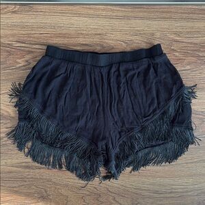 Black Fringe Shorts
